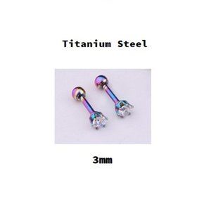 Titanium ~  3mm ~ Titanium Steel Six Prong Round Swarovski Crystal Earring